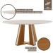 Mesa de Madeira Madri Redonda 100cm com Vidro Cinamomo/Off White - Lj Móveis