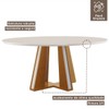 Mesa de Madeira Madri Redonda 100cm com Vidro Cinamomo/Off White - Lj Móveis