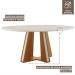 Mesa de Madeira Madri Redonda 100cm com Vidro Cinamomo/Off White - Lj Móveis
