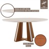 Mesa de Madeira Madri Redonda 100cm com Vidro Premio/Off White - Lj Móveis