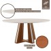 Mesa de Madeira Madri Redonda 100cm com Vidro Premio/Off White - Lj Móveis
