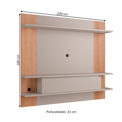 Painel para TV Até 60 Polegadas 1 Porta com Led Fumê/Brise - Quiditá Móveis