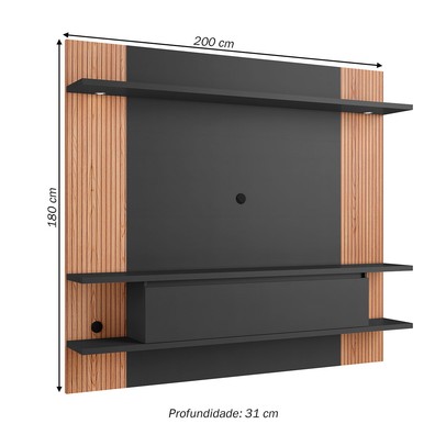 Painel para TV Até 60 Polegadas 1 Porta com Led Grafite/Brise - Quiditá Móveis
