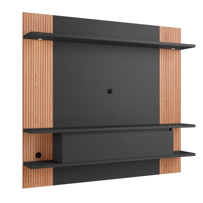 Painel para TV Até 60 Polegadas 1 Porta com Led Grafite/Brise - Quiditá Móveis