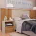 Cabeceira Casal King Extensível Lucius 2 Gavetas Ripado Buriti/Off White - Caemmun