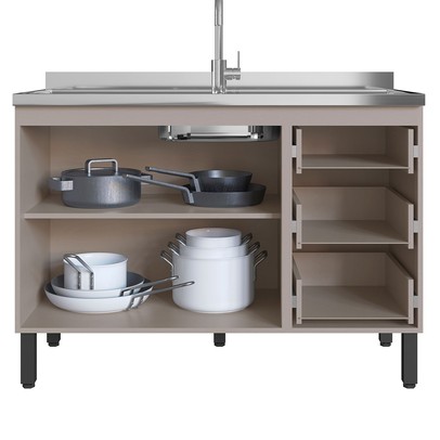 Cozinha Compacta ébano 9 Portas 3 Gavetas Montana/Fumê - Quiditá Móveis