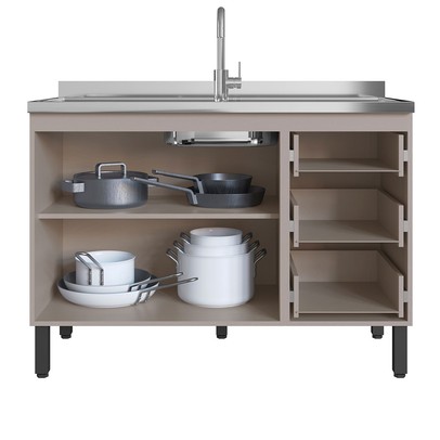 Cozinha Compacta ébano 9 Portas 3 Gavetas Fumê/Grafite - Quiditá Móveis