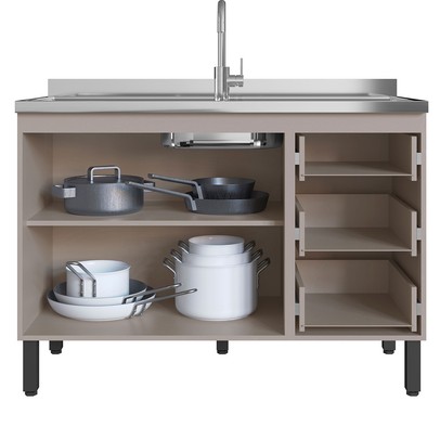 Cozinha Compacta Bambu 7 Portas 3 Gavetas Fumê - Quiditá Móveis