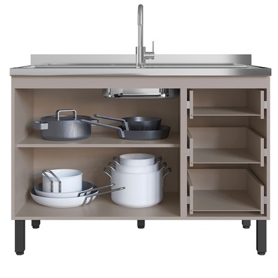 Cozinha Compacta Bambu 7 Portas 3 Gavetas Fumê/Grafite - Quiditá Móveis