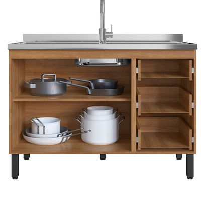 Cozinha Compacta Mogno 9 Portas 3 Gavetas Montana/Grafite - Quiditá Móveis