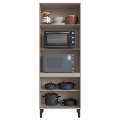 Cozinha Compacta Mogno 9 Portas 3 Gavetas Fumê/Grafite - Quiditá Móveis