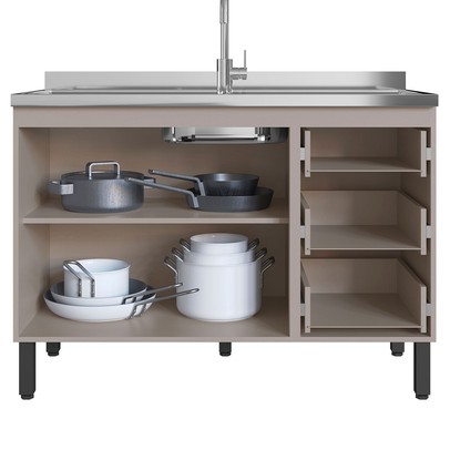 Cozinha Compacta Mogno 9 Portas 3 Gavetas Fumê/Grafite - Quiditá Móveis