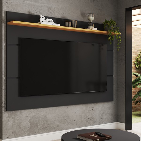 Painel para TV Até 70 Polegadas Bristol 1 Prateleira Black/Freijo - Panorama Móveis