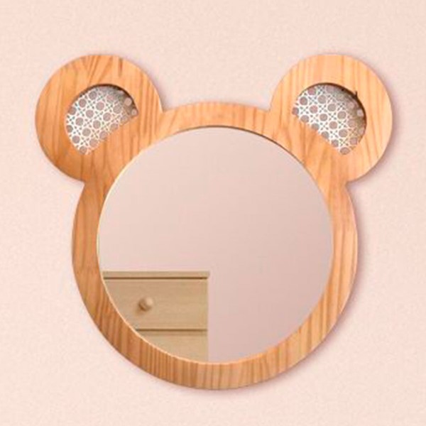 Espelho Decorativo Infantil Urso 43x44cm Pinus - In House Decor