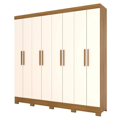 Guarda-Roupa Casal 8 Portas 4 Gavetas Nature/Off White - Briz