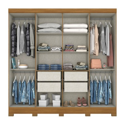 Guarda-Roupa Casal 8 Portas 4 Gavetas Nature/Off White - Briz