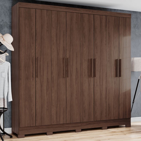 Guarda-Roupa Casal 8 Portas 4 Gavetas Castanho Hp - Briz