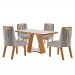 Mesa de Jantar 4 Lugares Viena com Vidro Cinamomo/Off White/Linho Cinza - Lj Móveis