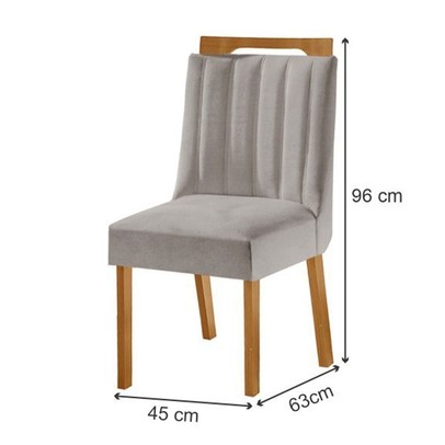 Mesa de Jantar 4 Lugares Viena com Vidro Cinamomo/Off White/Linho Cinza - Lj Móveis