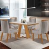 Mesa de Jantar 4 Lugares Viena com Vidro Cinamomo/Off White/Linho Cinza - Lj Móveis