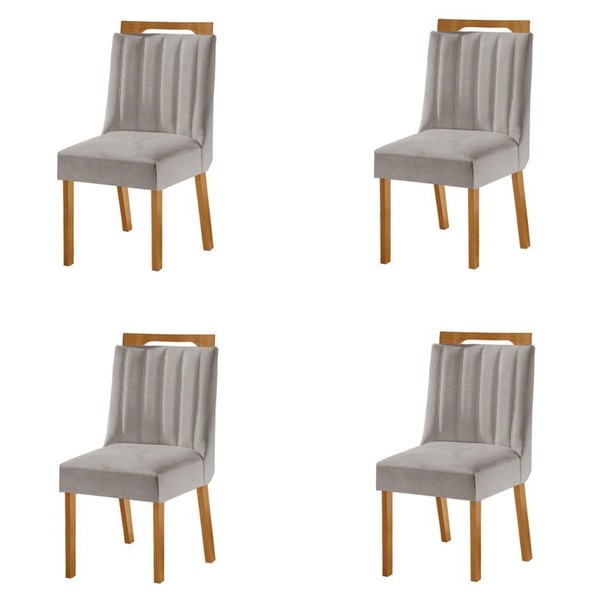 Kit 4 Cadeiras Lottus Cinamomo/Linho Cinza - Lj Móveis