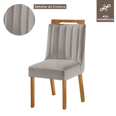 Kit 4 Cadeiras Lottus Cinamomo/Linho Cinza - Lj Móveis