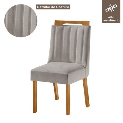 Kit 6 Cadeiras Lottus Cinamomo Linho/Cinza - Lj Móveis