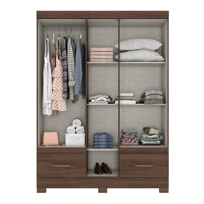 Guarda-Roupa Solteiro 5 Portas 2 Gavetas com Espelho Castanho Hp - Briz