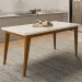 Mesa de Jantar 6 Lugares Safira com Vidro Cinamomo/Off White - Panorama Móveis