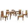 Mesa de Jantar 6 Lugares Zyra com Vidro Cinamomo/Off White - Panorama Móveis