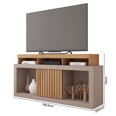 Rack para TV Até 55 Polegadas Dragon 1 Porta Ripada Buriti/Fendi - Caemmun