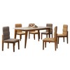 Mesa de Jantar 6 Lugares Royal com Vidro Cinamomo/Off White - Panorama Móveis