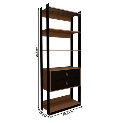 Closet Industrial Marseille 2 Gavetas 2 Prateleiras Black/Brise - Panorama Móveis