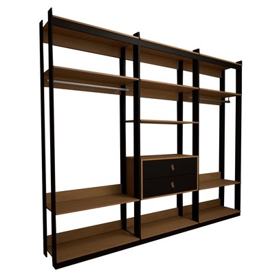 Closet Industrial Marseille 2 Gavetas 8 Prateleiras 2 Cabideiros Black/Brise - Panorama Móveis