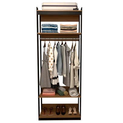 Closet Industrial Marseille 2 Prateleiras 1 Cabideiro Black/Brise - Panorama Móveis