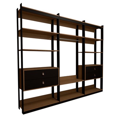 Closet Industrial Marseille 4 Gavetas 6 Prateleiras 1 Cabideiro Black/Brise - Panorama Móveis