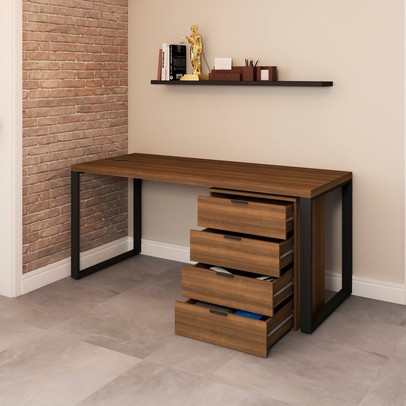 Conjunto Home Office Escrivaninha 120 Cm e Gaveteiro Munique - Kappesberg