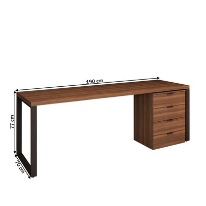 Conjunto Home Office Mesa Diretor 190 Cm e Gaveteiro Munique - Kappesberg