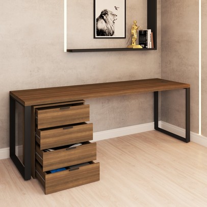 Conjunto Home Office Mesa Diretor 190 Cm e Gaveteiro Munique - Kappesberg