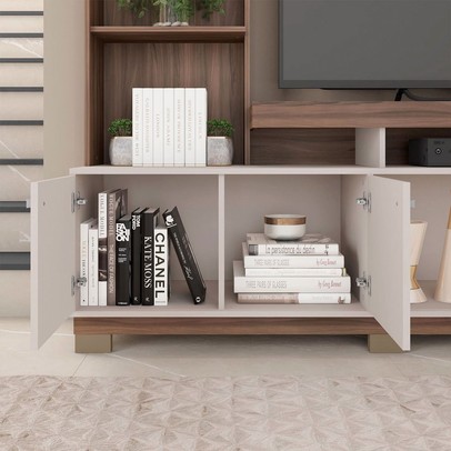 Estante para TV Até 55 Polegadas Formosa 2 Portas Nogueira San Remo/Off White - Caemmun