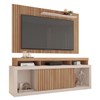 Rack com Painel para TV Até 65 Polegadas New Oscar 2 Portas Ripado Buriti/Off White - Caemmun