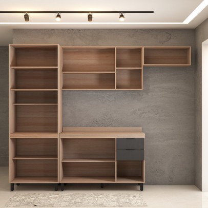 Cozinha Completa Torino 11 Portas 2 Gavetas Avena Touch/Grafito - Pnr Móveis