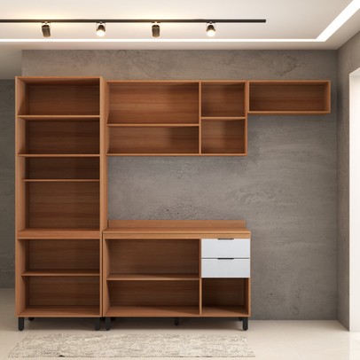 Cozinha Completa Torino 11 Portas 2 Gavetas Amêndola Touch/Nude Prime Tx - Pnr Móveis