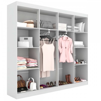 Closet Casal Helena Diamantina 8 Prateleiras Branco Fosco - Panorama Móveis