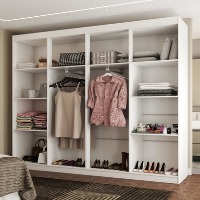 Closet Casal Helena Diamantina 8 Prateleiras Branco Fosco - Panorama Móveis