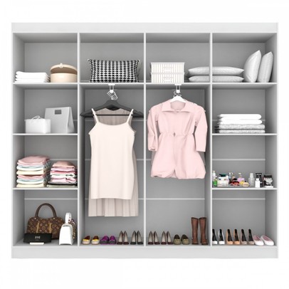 Closet Casal Helena Diamantina 8 Prateleiras Branco Fosco - Panorama Móveis