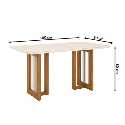 Mesa de Jantar 6 Lugares Isabella com Vidro Nature/Off White/Courano/Linho - Panorama Móveis