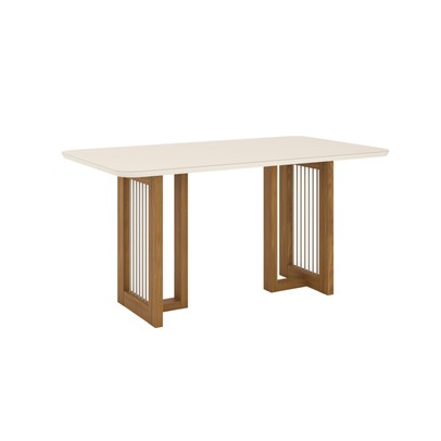 Mesa de Jantar 6 Lugares Isabella com Vidro Nature/Off White/Courano/Linho - Panorama Móveis