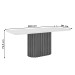 Mesa de Jantar 8 Lugares Legacy com Vidro Nature/Off White/Linho - Panorama Móveis