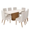 Mesa de Jantar 8 Lugares Legacy com Vidro Nature/Off White/Linho - Panorama Móveis